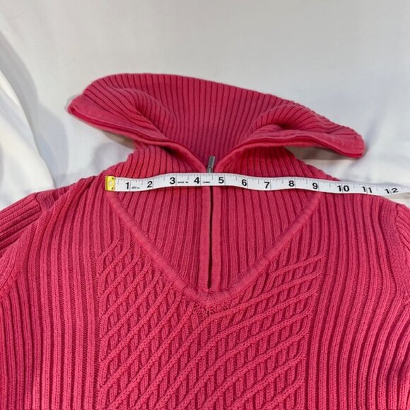Liz Claiborne Women's Pink Cable Knit Sweater 3/4 Zip Size S - Picture 5 of 13